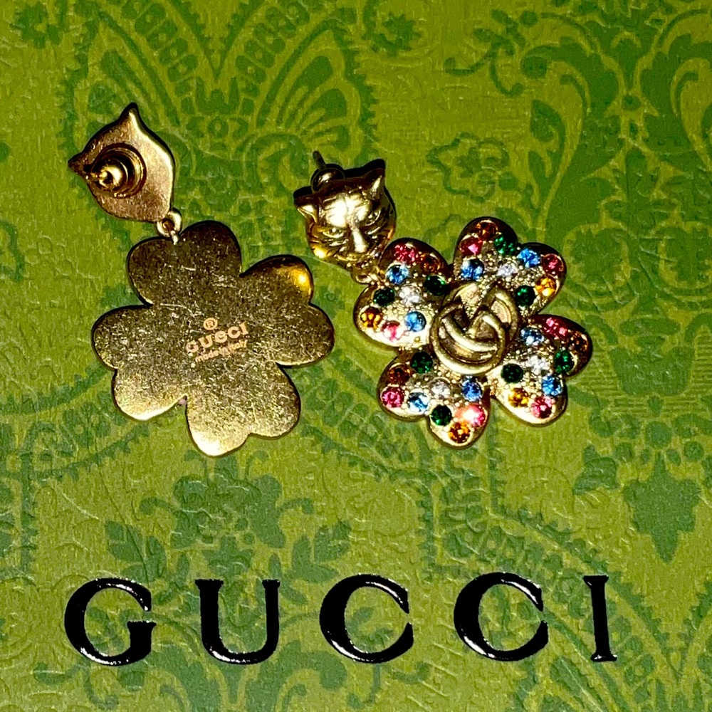 Gucci Feline Head  Earrings Authentic - Picture 4 of 16